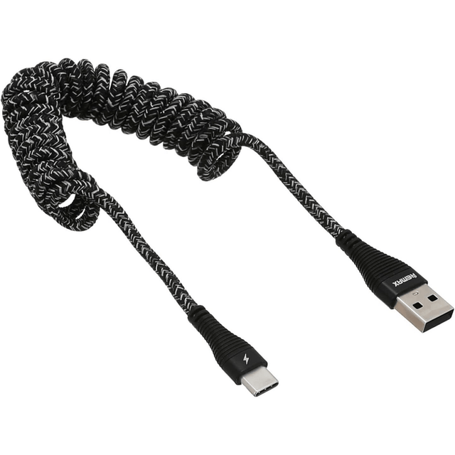 Remax Super RC-139A Coiled 24-40cm USB to USB-C Cable Black CAB-USB-TC-RC-139B