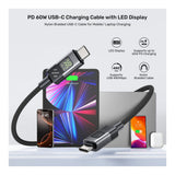 Unitek 1m PD 60W USB-C Charging Cable with LED Display Black CAB-USB2.0-CM-1M