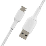 Belkin 3m BoostCharge Braided USB-C to USB-A Cable White CAB002BT3MWH