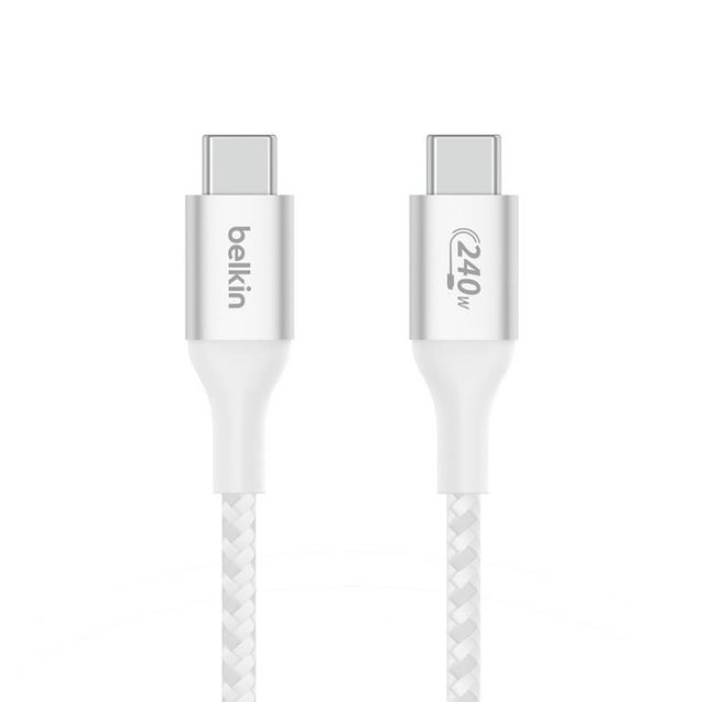 Belkin BoostCharge 240W PD USB Type-C to USB Type-C 1m Braided Cable White CAB015BT1MWH