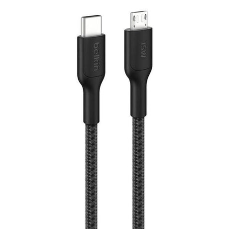 Belkin 1m BoostCharge Pro 15W USB-C to Micro-USB Braided Cable Black CAB026HQ1MBK