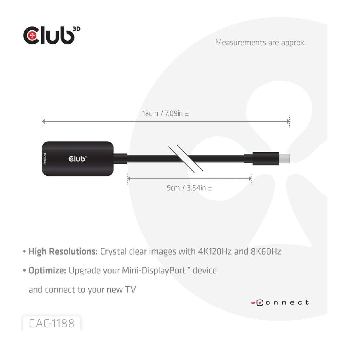 Club 3D Mini DisplayPort 1.4 to HDMI 8K60Hz M/F Adapter Black CAC-1188