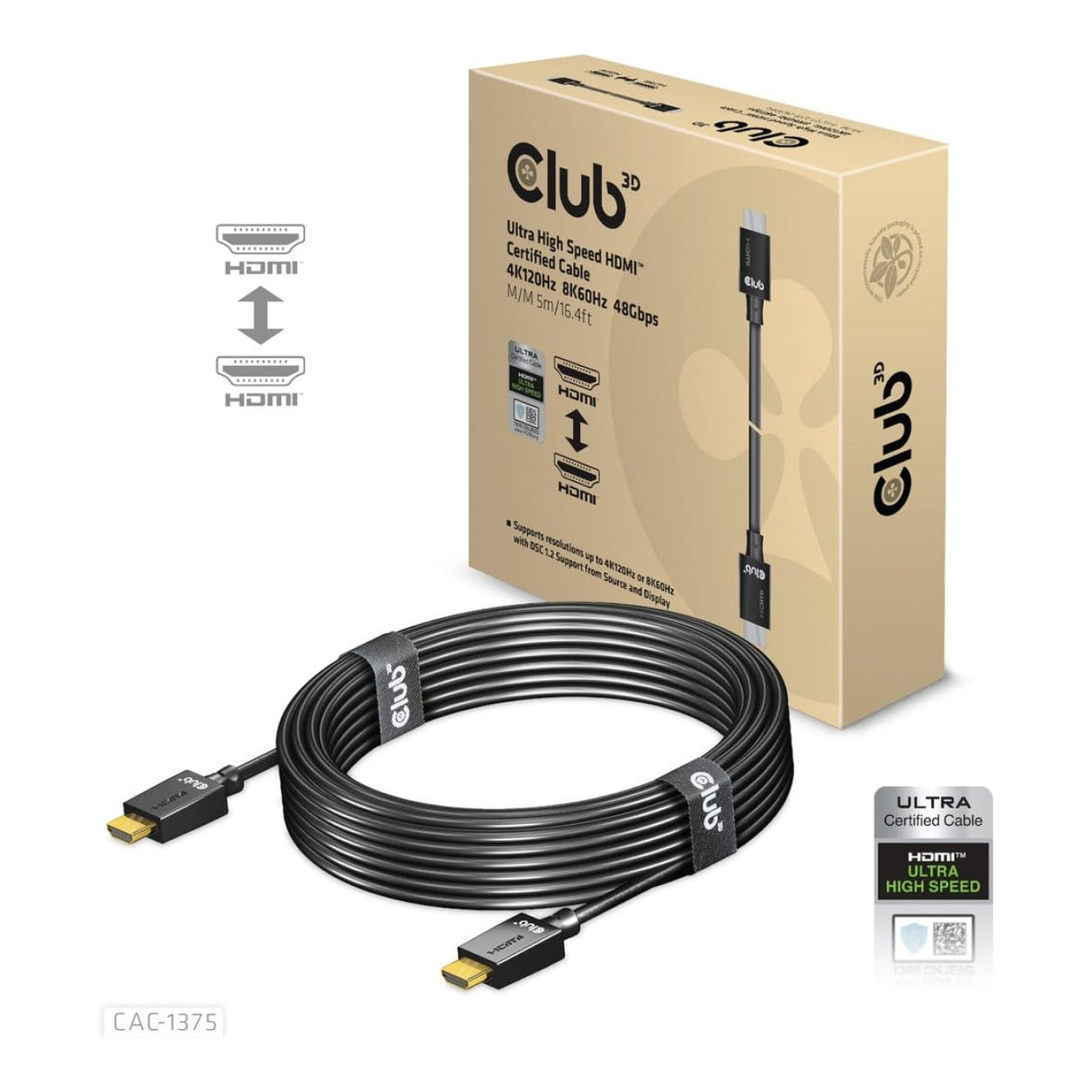 Club 3D 5m Ultra High Speed HDMI Certified Cable CAC-1375