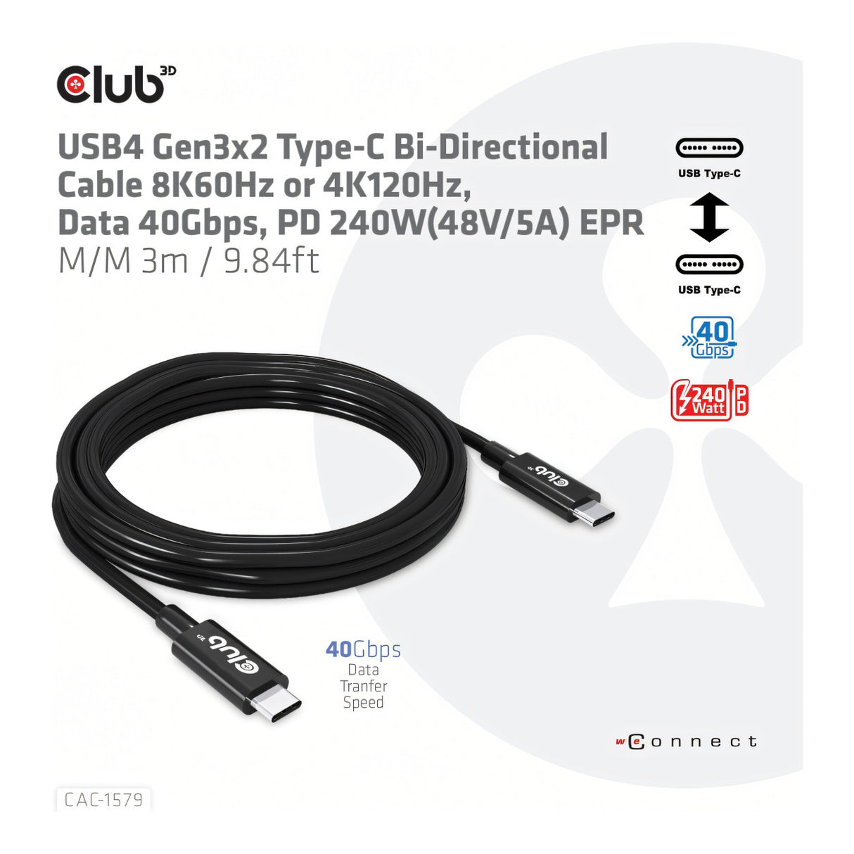 Club 3D 3m 8K 60Hz USB-C Cable CAC-1579