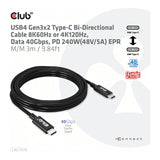 Club 3D 3m 8K 60Hz USB-C Cable CAC-1579
