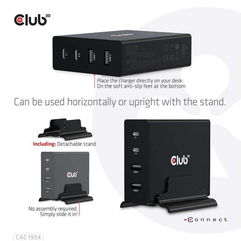 Club 3D Power Charger 4 ports, 2x USB Type-A + 2x Type-C CAC-1904-CLUB3D