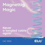 Club 3D 2m USB-C Magnetic Coil 240W PD3.1 Cable Blue CAC-3030