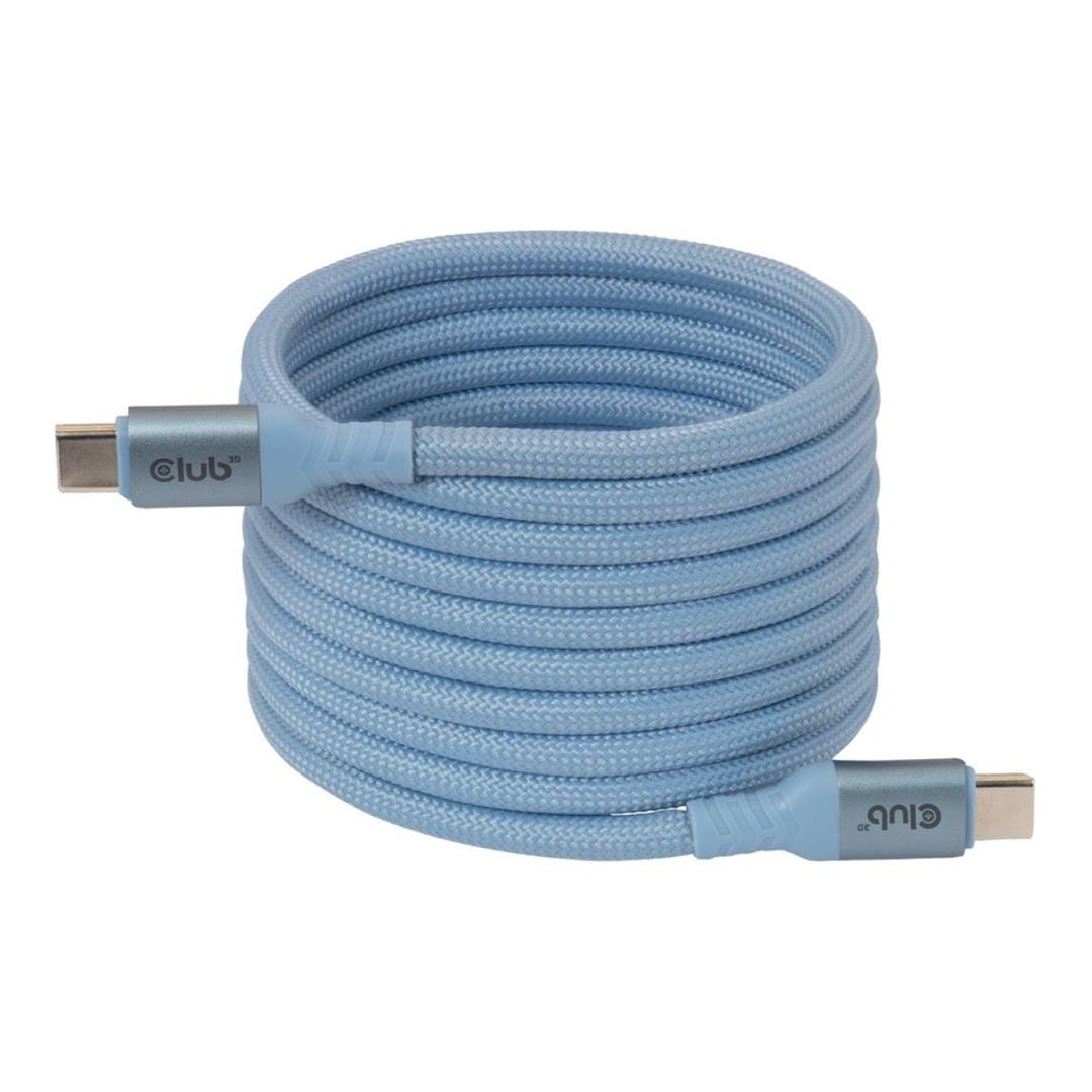 Club 3D 2m USB-C Magnetic Coil 240W PD3.1 Cable Blue CAC-3030