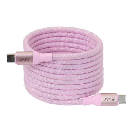Club 3D 2m USB-C Magnetic Coil 240W PD3.1 Cable Pink CAC-3031