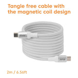 Club 3D 2m USB-C Magnetic Coil 240W PD3.1 Cable White CAC-3032