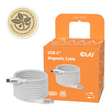 Club 3D 2m USB-C Magnetic Coil 240W PD3.1 Cable White CAC-3032
