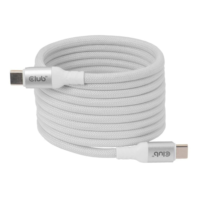 Club 3D 2m USB-C Magnetic Coil 240W PD3.1 Cable White CAC-3032