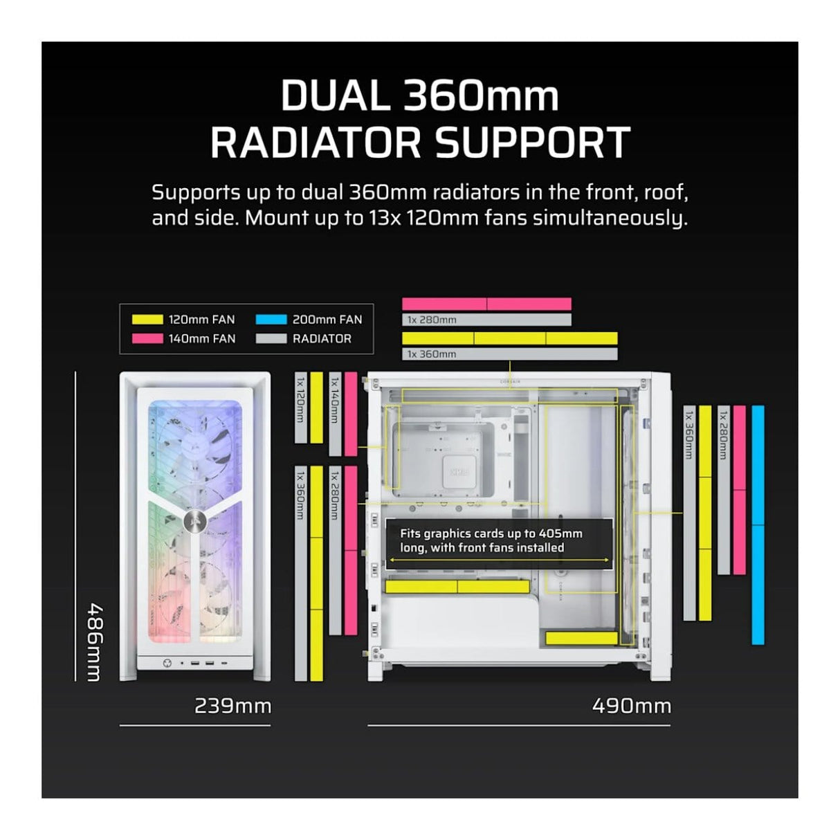 Corsair FRAME 4000X RS Mid-Tower PC Case White CC-9011303-WW