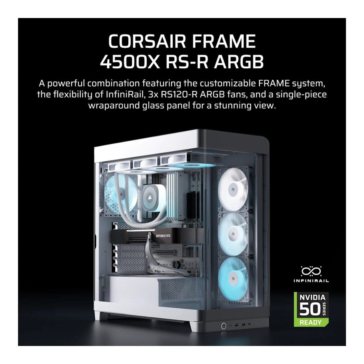 Corsair FRAME 4500X RS-R ARGB Panoramic Glass Mid-Tower PC Case - White CC-9011315-WW