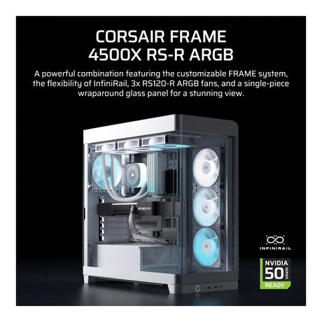 Corsair FRAME 4500X RS-R ARGB Panoramic Glass Mid-Tower PC Case - White CC-9011315-WW