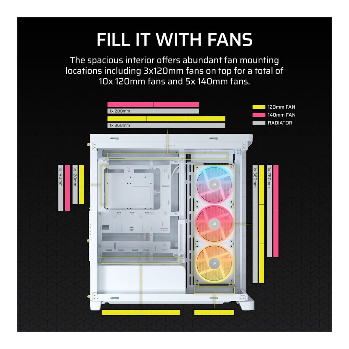 Corsair FRAME 4500X LX-R RGB iCUE LINK Panoramic Glass Mid-Tower PC Case - White CC-9011317-WW