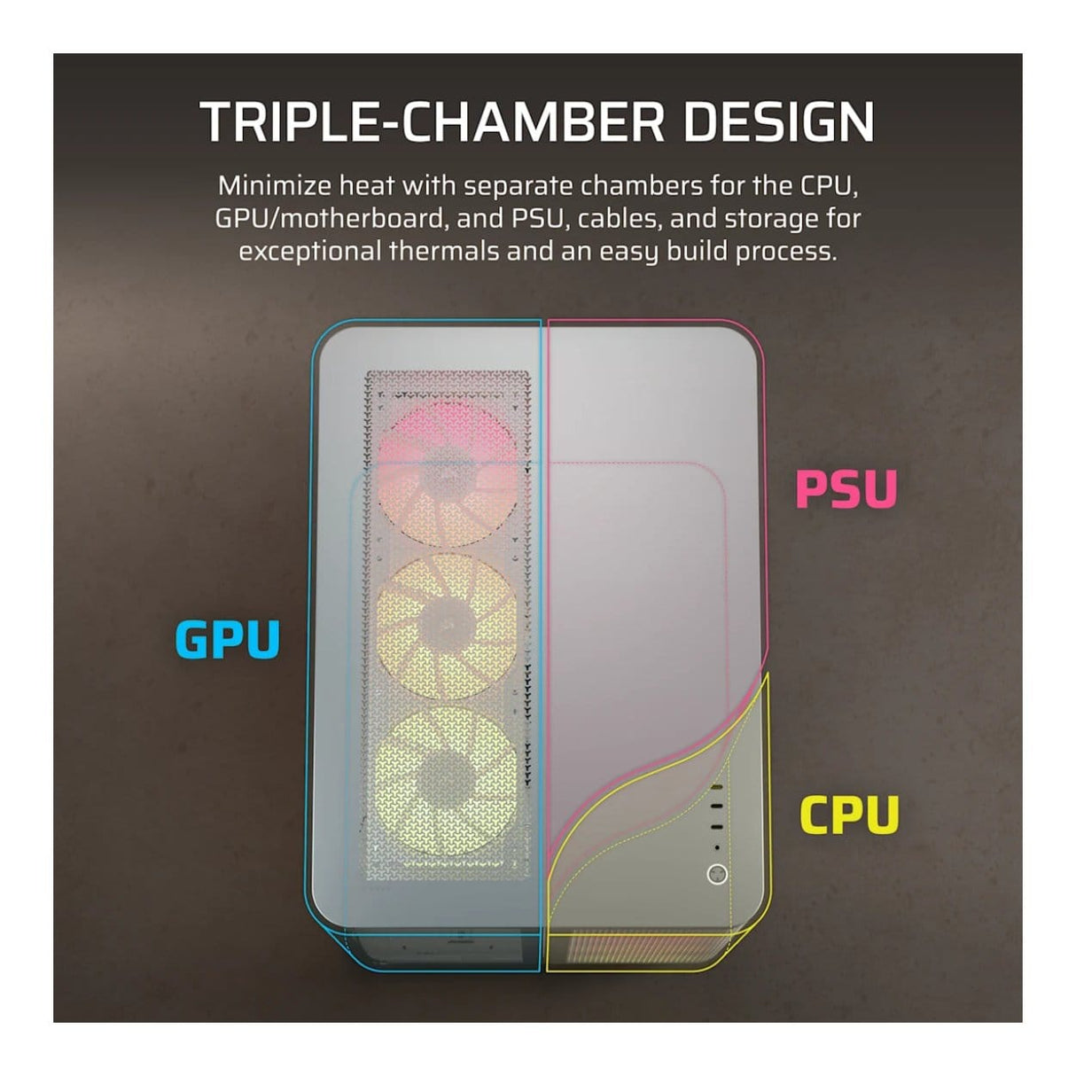 Corsair AIR 5400 RS-R ARGB Triple Chamber Mid-Tower PC Case - White CC-9011319-WW