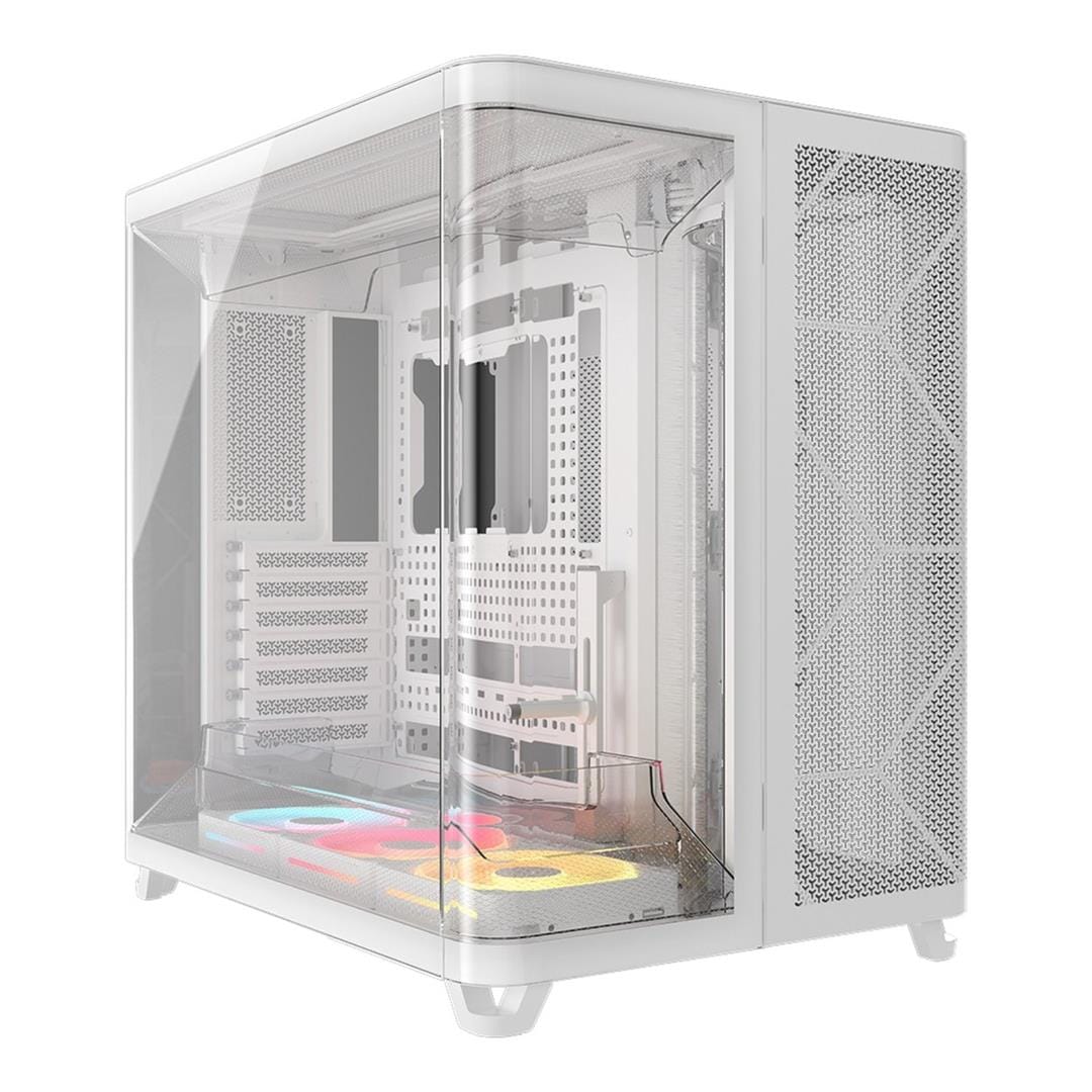 Corsair AIR 5400 LX-R RGB iCUE LINK Triple Chamber Mid-Tower PC Case - White CC-9011321-WW