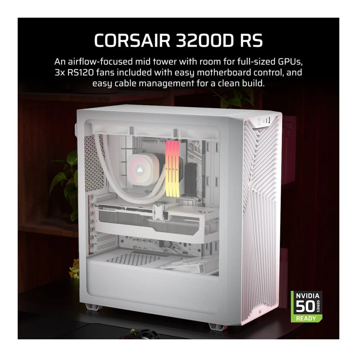 Corsair 3200D RS Mid-Tower PC Case White CC-9011335-WW
