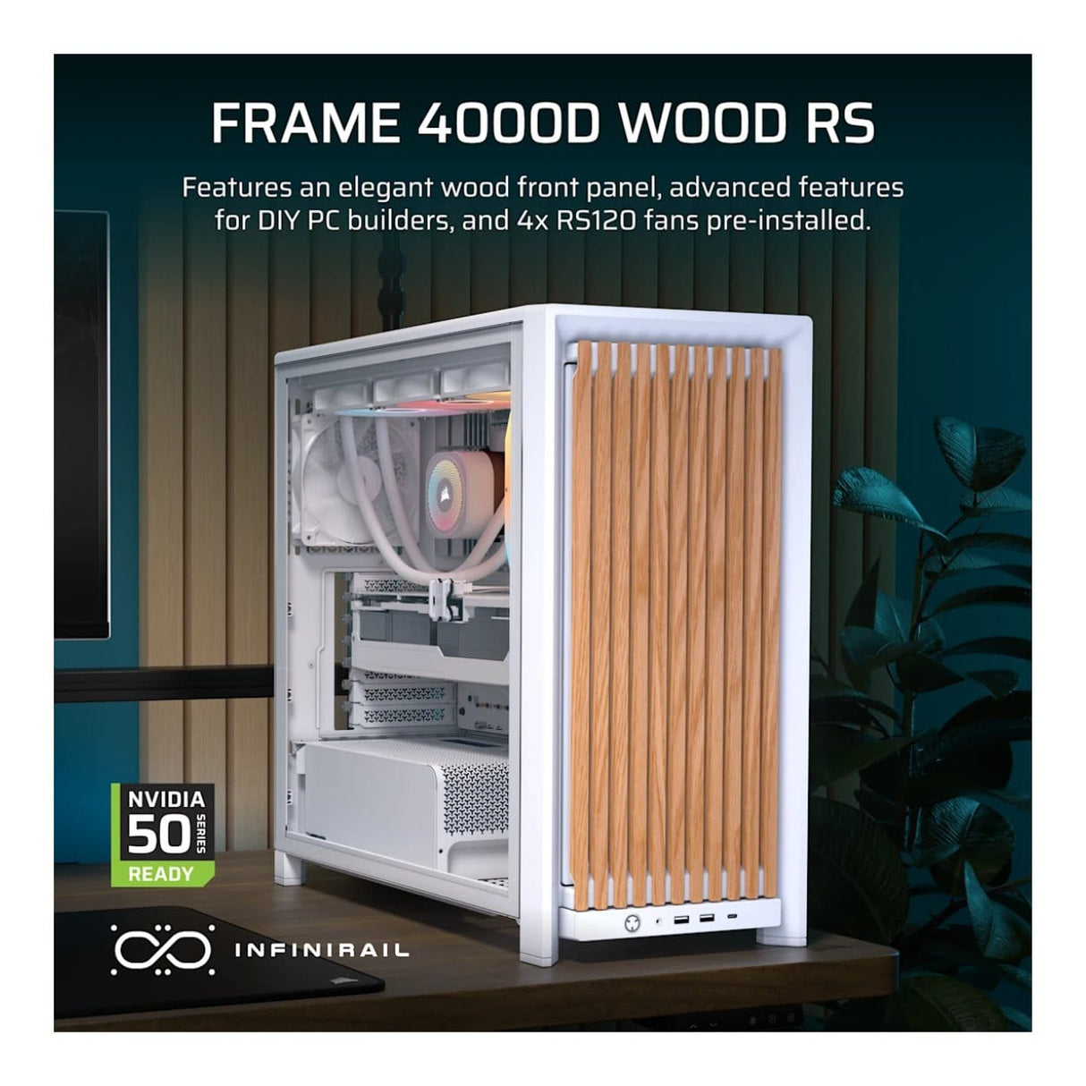 Corsair FRAME 4000D RS WOOD Modular Mid-Tower PC Case Oak CC-9011341-WW