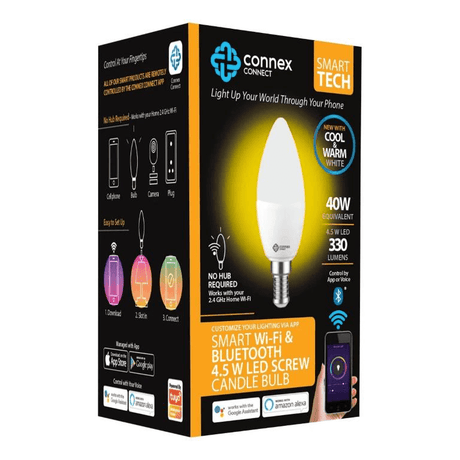 Connex Smart WiFi 4.5W LED Candle E14 Screw Bulb Cool White CC-L2004