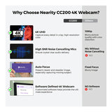 Nearity CC200 4K UHD Webcam for Streaming and Remote Work