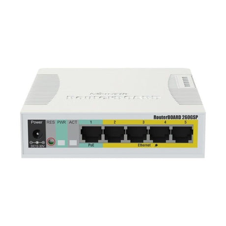 MikroTik RB260GSP 5-port GbE Smart Switch with 1x SFP and 4x PoE Out ports CCSS106-1G-4P-1S