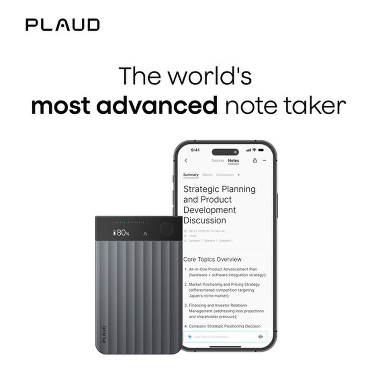 Plaud Note Pro AI Voice Recorder with Transcription Black CDTBK1GXXXXX01