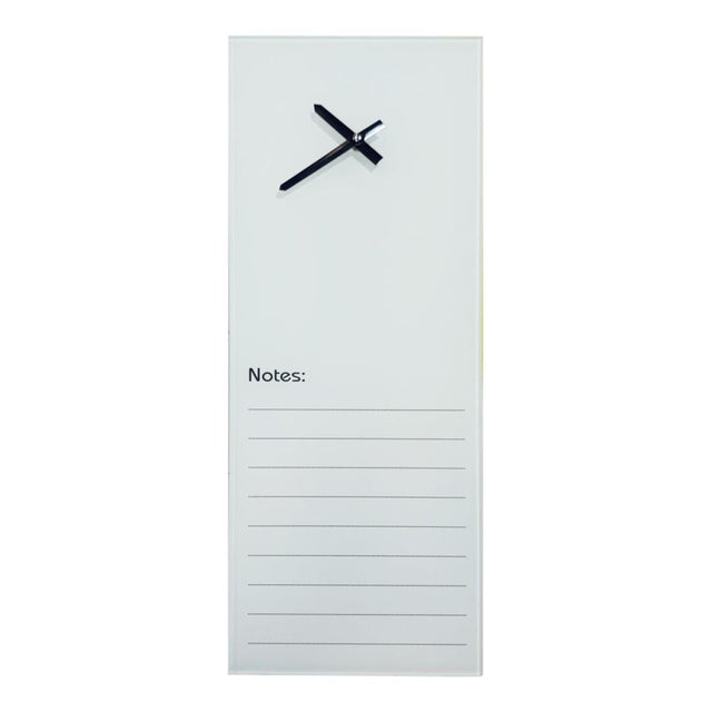 Parrot 200mm × 580mm Glass Clock with Notes White CG2058W