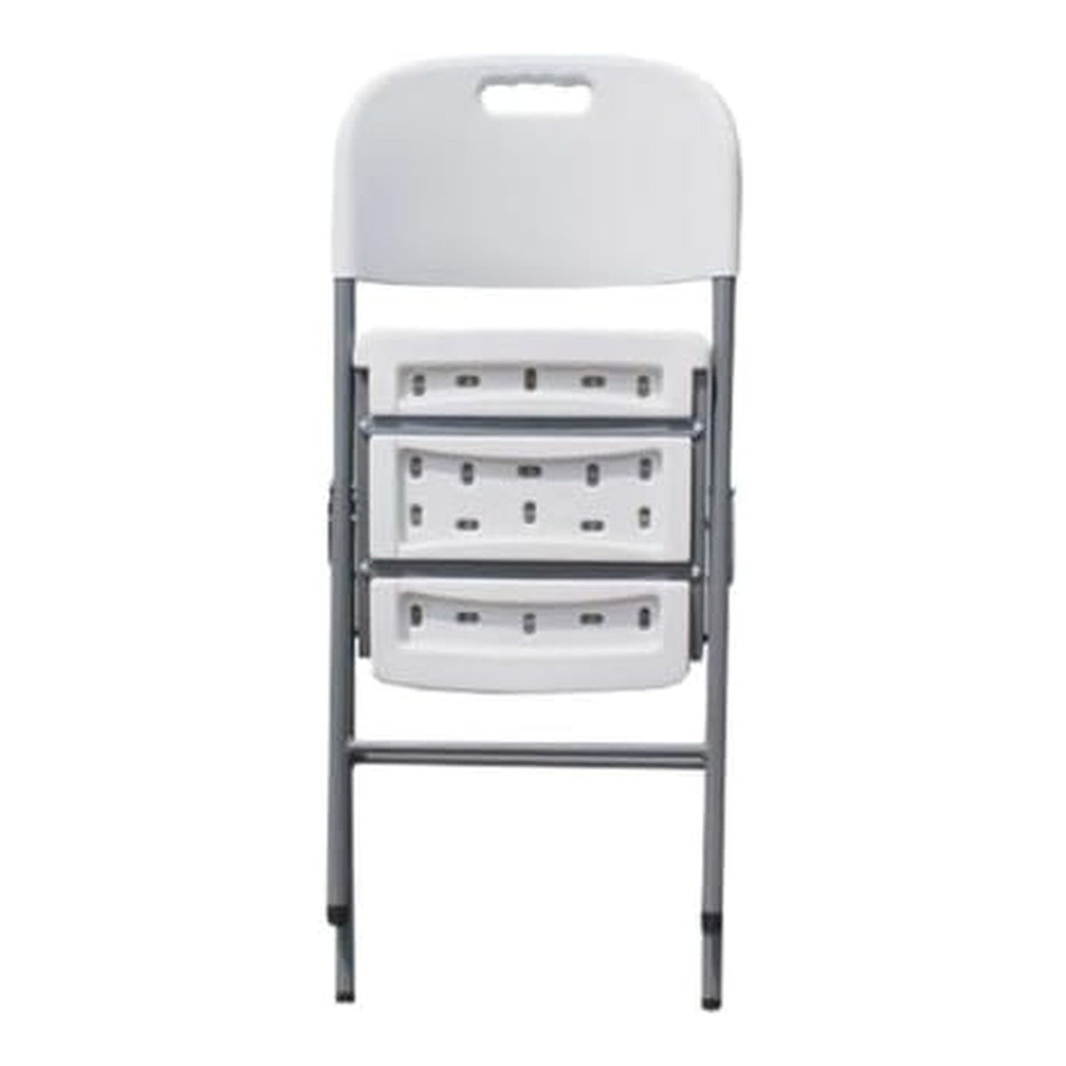 UniQue Blow-Moulded Folding Plastic Chair with Steel Frame White CH-40