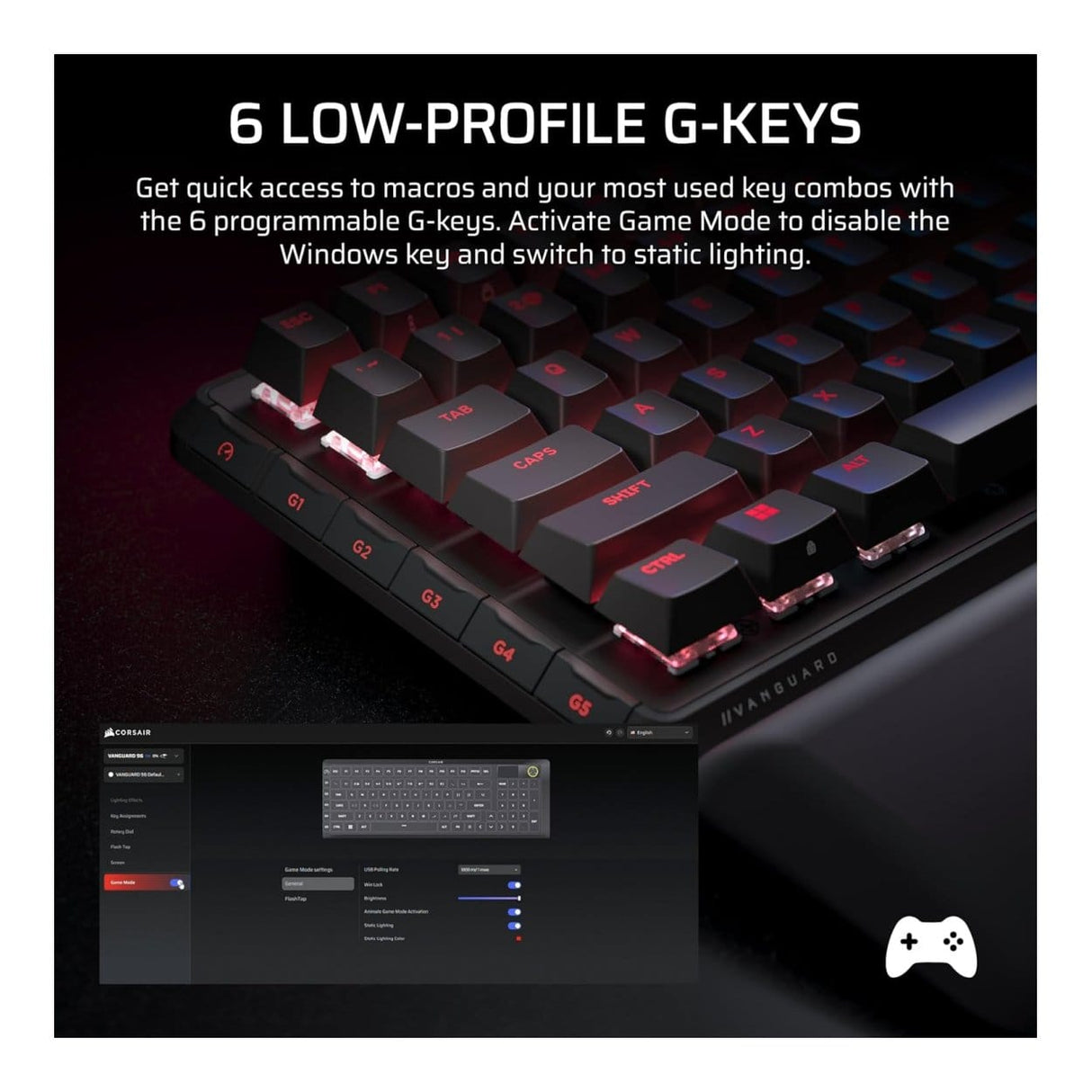 Corsair VANGUARD 96 Wired Gaming Keyboard Black CH-91E901F-NA
