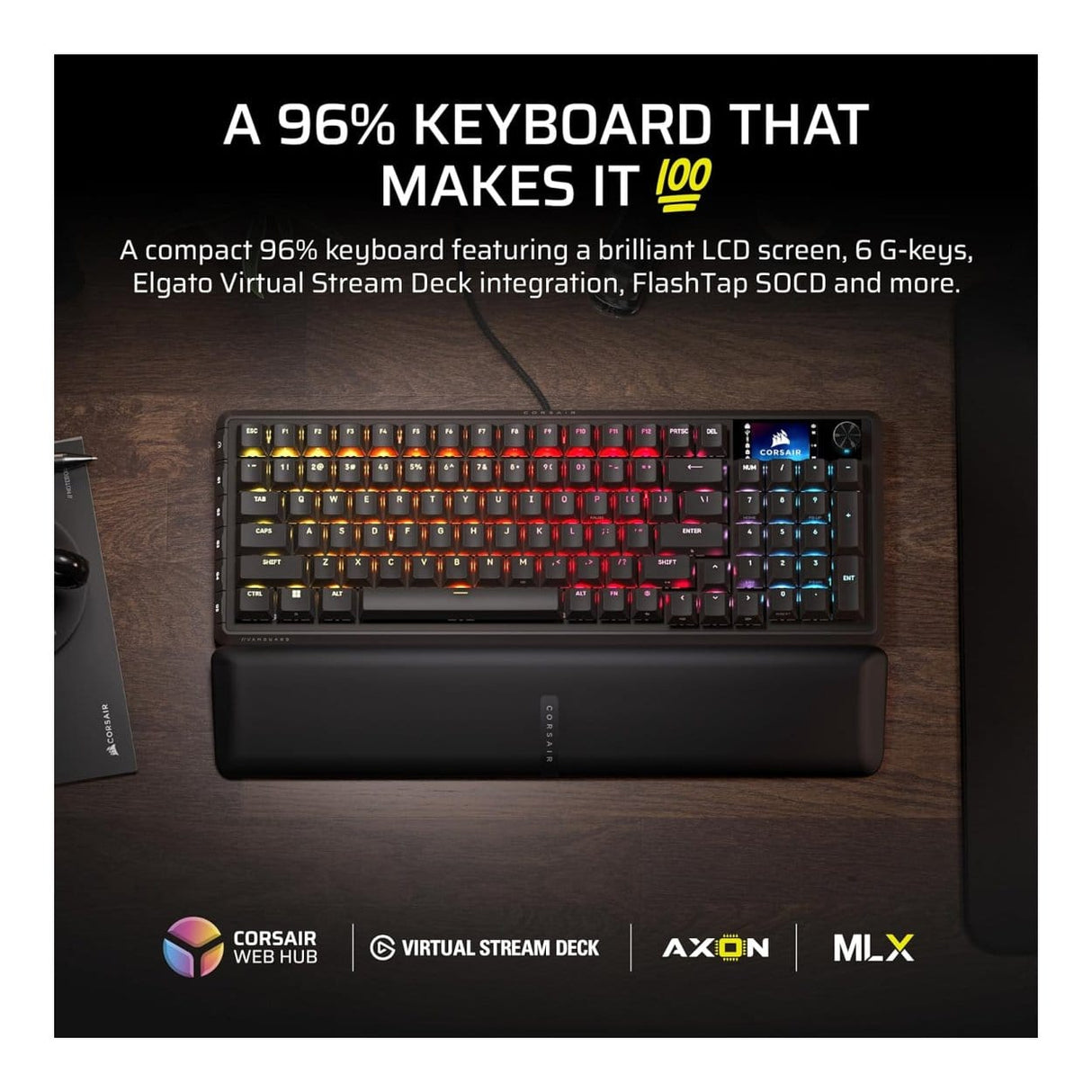 Corsair VANGUARD 96 Wired Gaming Keyboard Black CH-91E901F-NA