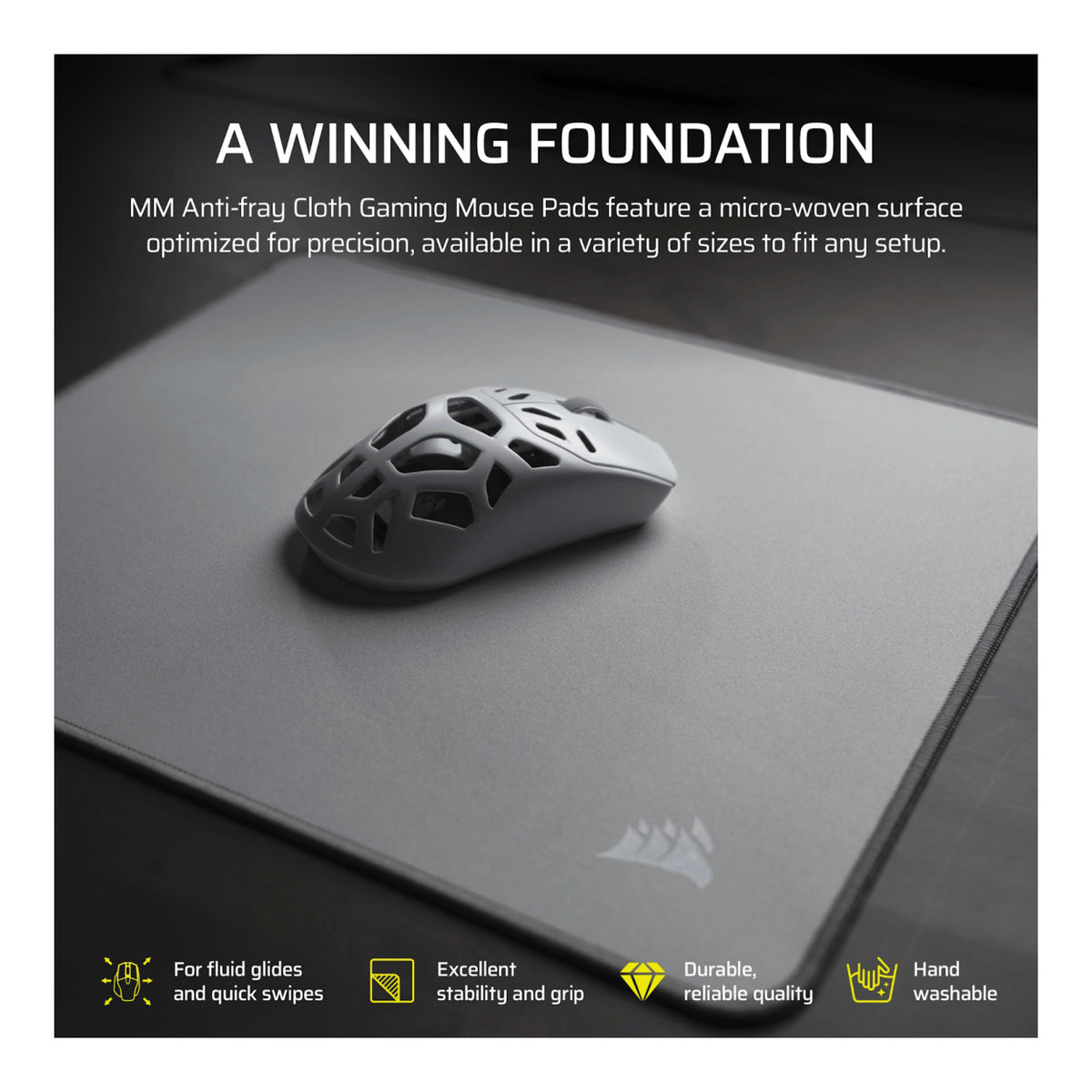 Corsair MM Anti-fray Cloth Gaming Mousepad - Medium Grey CH-941D0A5-WW