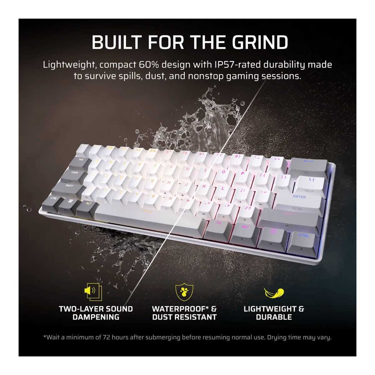 Corsair CLIPPER PRO MINI 60 Hall Effect Wired Gaming Keyboard White CH-979111J-NA