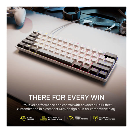 Corsair CLIPPER PRO MINI 60 Hall Effect Wired Gaming Keyboard White CH-979111J-NA