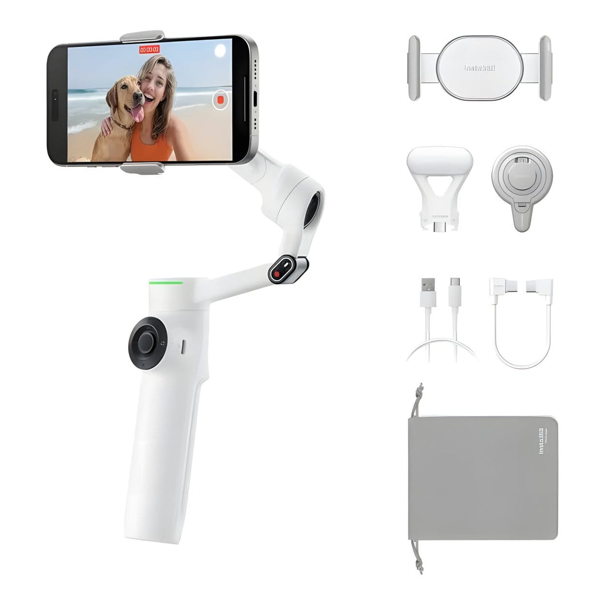 Insta360 Flow 2 Pro Creator Kit Selfie Stick - Summit White CINSABQB-CKW