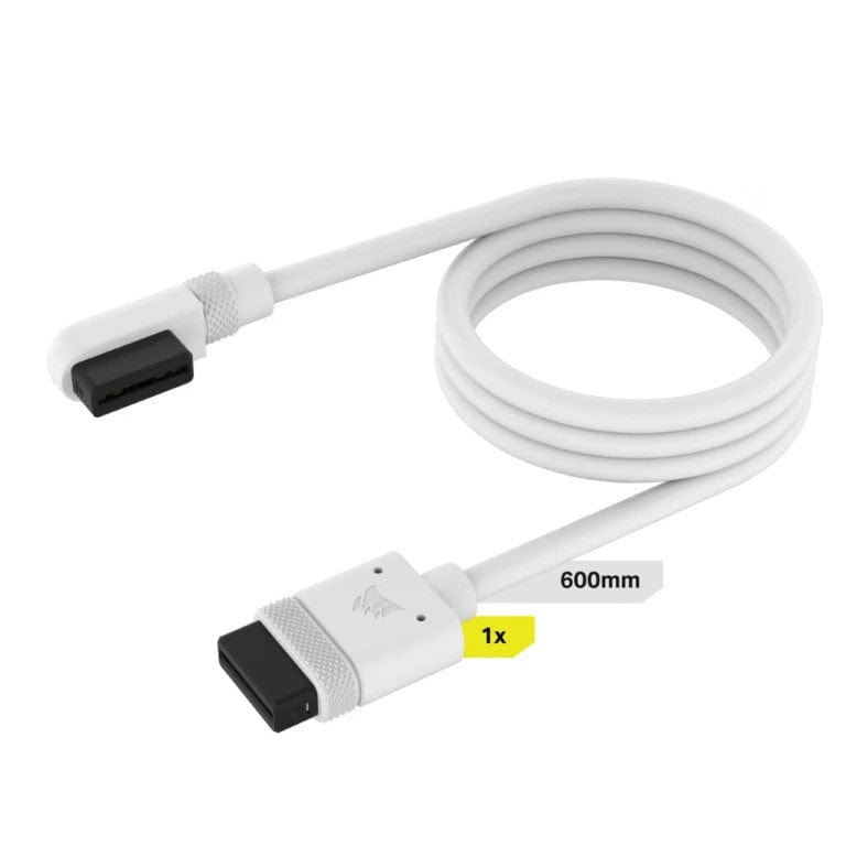 Corsair iCUE 600mm with 90° Straight Connectors Link Cable White CL-9011130-WW