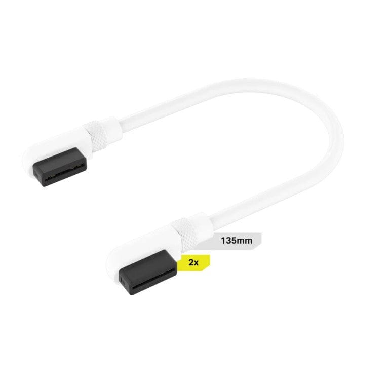 Corsair iCUE 135mm with Slim 90° Connectors Link Cable White 2-pack