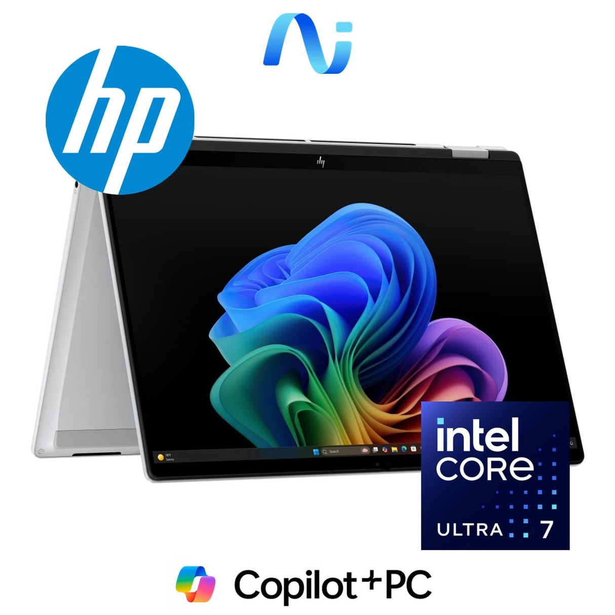 HP OmniBook X Flip 14-fm0006ni 14-inch 3K OLED Next Gen AI 2-in-1 Laptop - Intel Core Ultra 7 256V 1TB SSD 16GB RAM Win 11 Home Silver