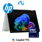 HP OmniBook X Flip 14-fm0006ni 14-inch 3K OLED Next Gen AI 2-in-1 Laptop - Intel Core Ultra 7 256V 1TB SSD 16GB RAM Win 11 Home Silver