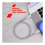 Canyon OnWire 60MG Type-C Male to Male Braided Cable 1m Light Grey CND-CCMG60AB15LG