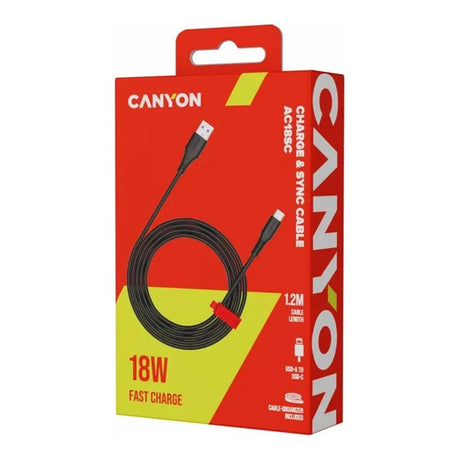 Canyon 1.2m USB-A to USB-C 18W Charging Cable Black CNS-AC18SC12B