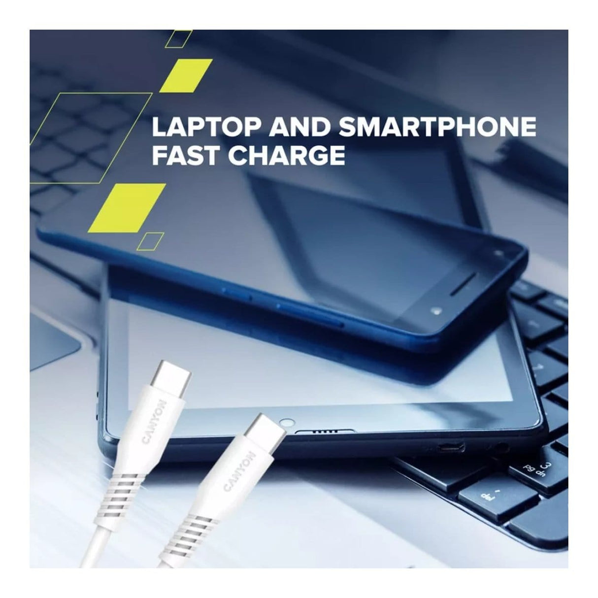 Canyon 100W Type-C Male to Male Silicon Cable 2m White CNS-CC100SC20W