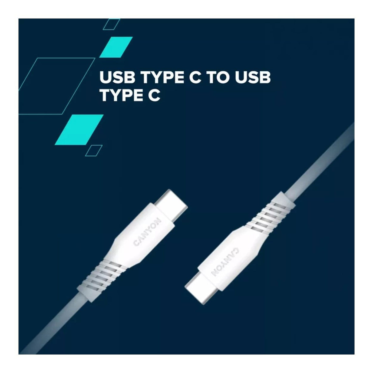 Canyon 60W Type-C Male to Male Silicon Cable 2m White CNS-CC60SC20W