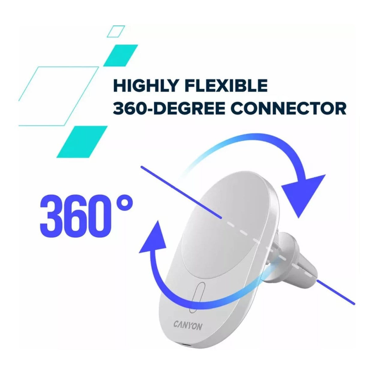 Canyon OnGrip 105 15W Qi2 Wireless Car Charger White CNS-CCH105W