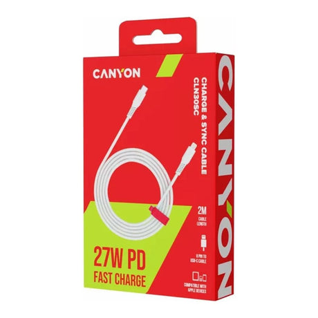Canyon 30W Type-C to Lightning Cable 2m White CNS-CLN30SC20W