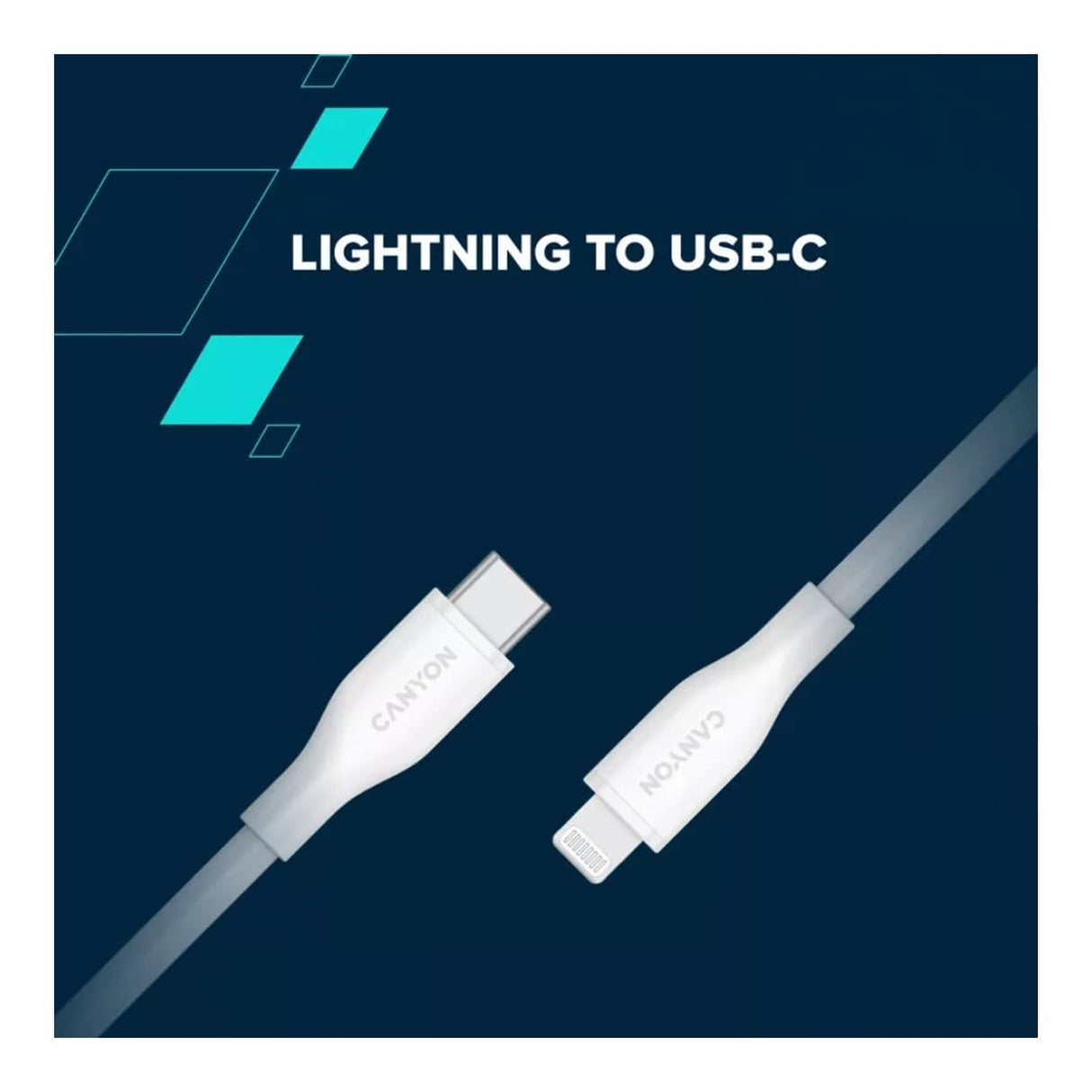 Canyon 60W Type-C to Lightning Silicon Cable 1m White CNS-CLNM60SC10W