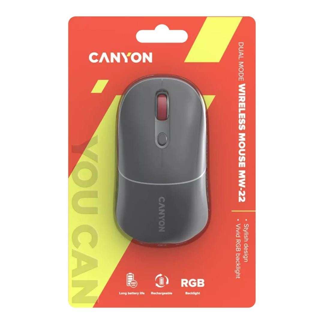 Canyon MW-22 Dual Mode RGB Wireless Mouse - Dark Grey CNS-CMSW22DG