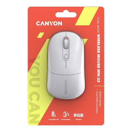Canyon MW-22 Dual Mode RGB Wireless Mouse - Snow White CNS-CMSW22SW