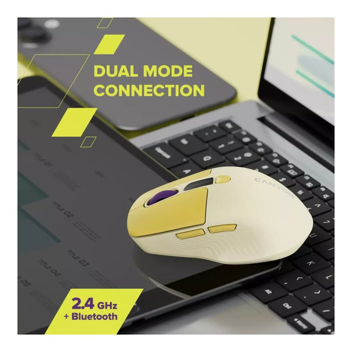 Canyon MW-26 LCD Wireless Silent Mouse Green CNS-CMSW26GR